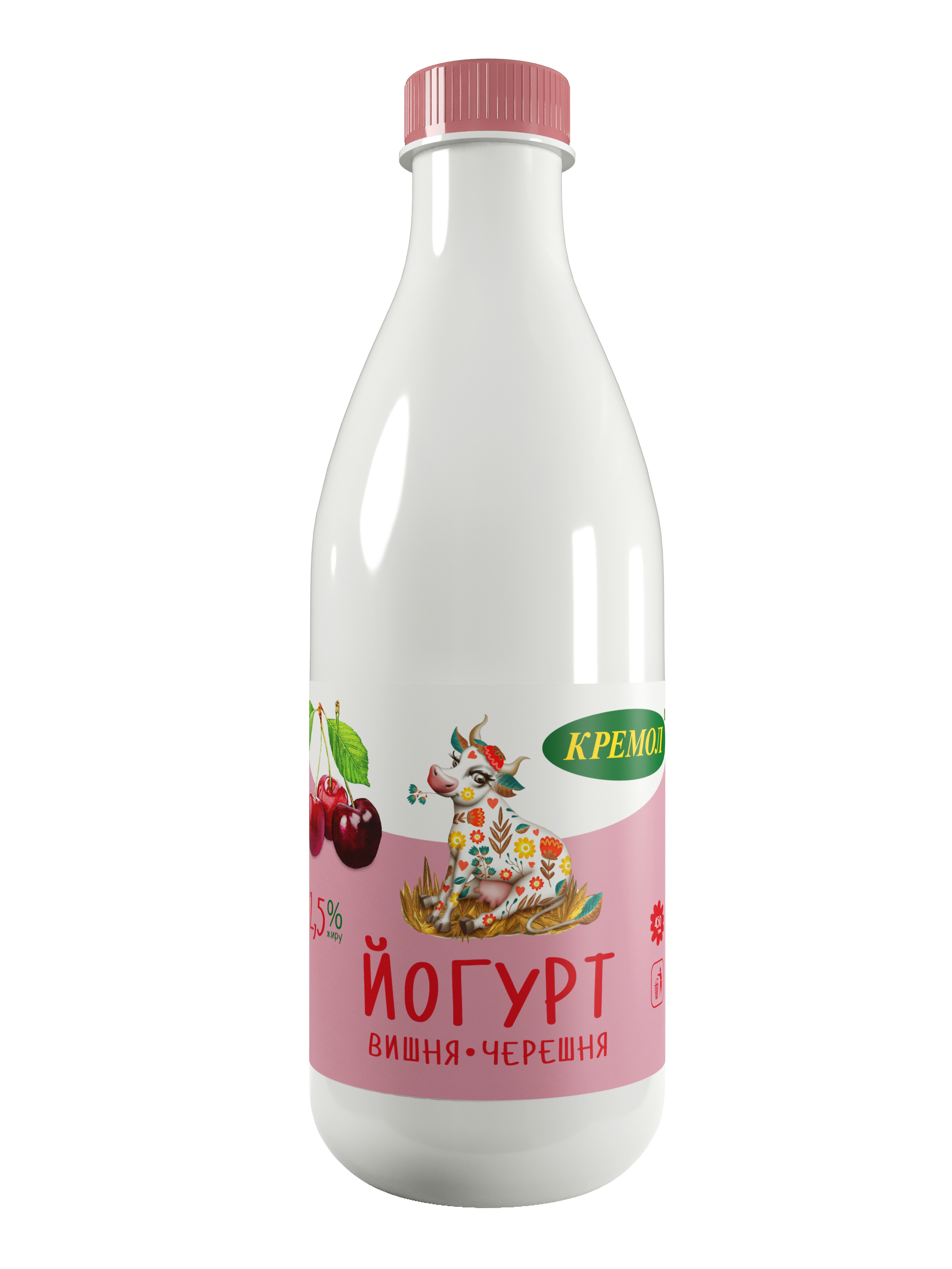 Йогурт жирний 2,5% жиру з наповнювачем фруктовим зі смаком «Вишня-Черешня» ТМ «КРЕМОЛ»